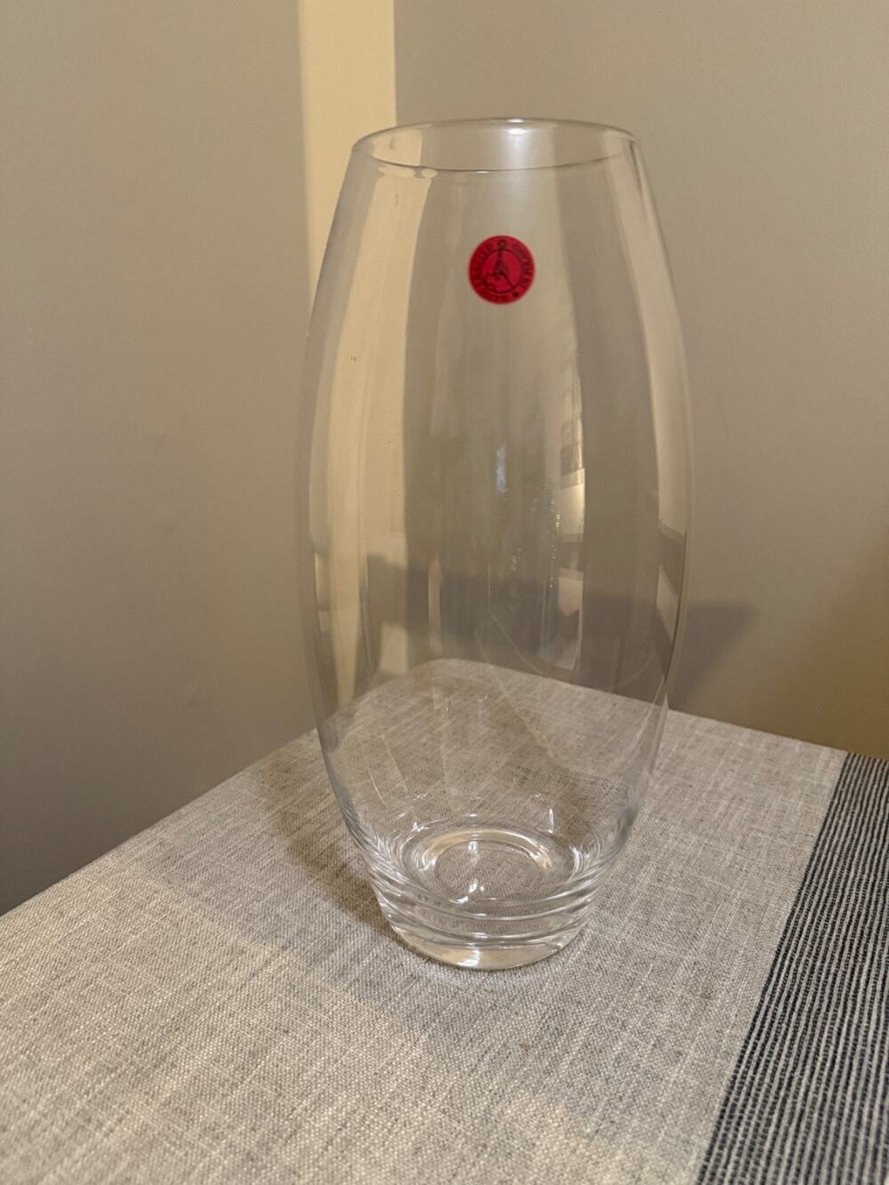 🏺Handcrafted Polish Art Glass Vase Clear Modern Minimalist 11.75” Tall